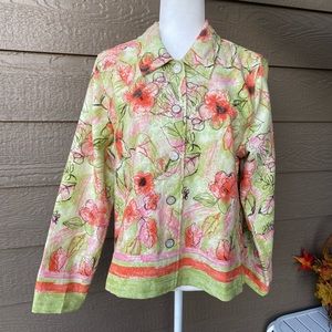 Christopher & Banks size M women's Floral blazer Spring Summer button jacket